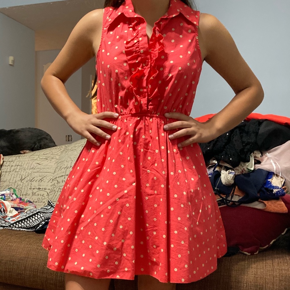 Coral & Cream Polka Dot Dress